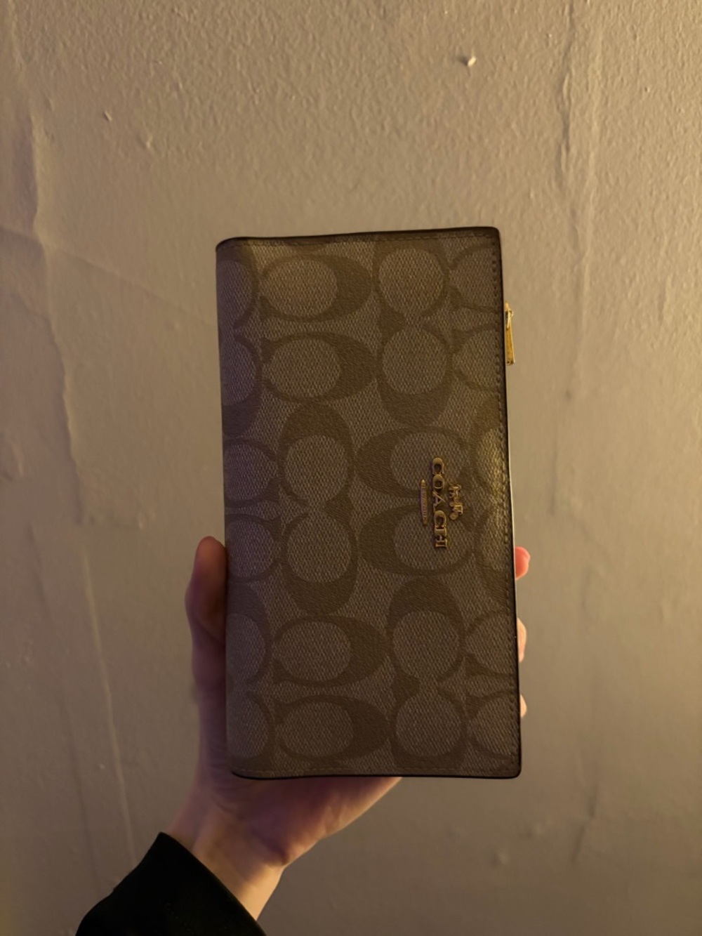 Coach Brown Monogram Wallet with Gold Hardware